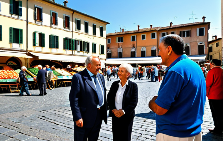 이탈리아어와 유럽연합 언어 정책 - Italian Town Square - Linguistic Heritage**

"A bustling town square in Italy, filled with people of...