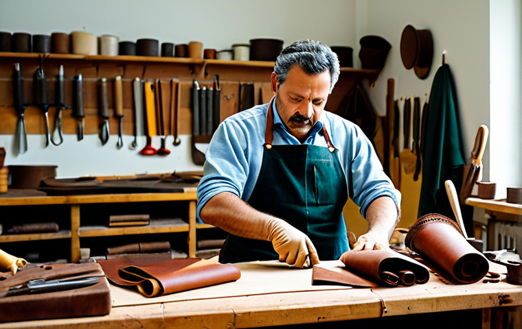 이탈리아어 패션 및 디자인 용어 - "Fatto a Mano" Leather Workshop**

"A master leather craftsman in a brightly lit workshop, meticulou...