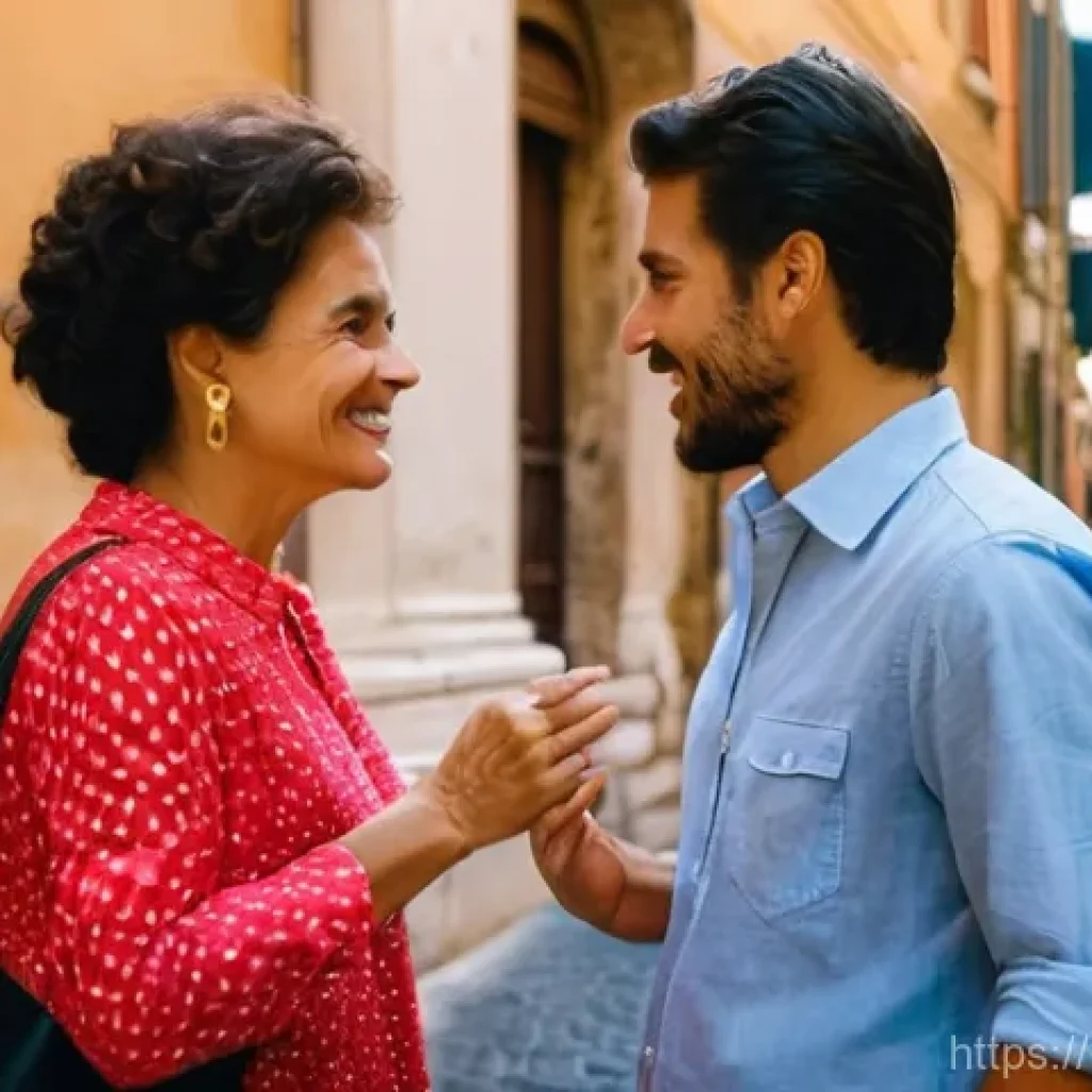 이탈리아어 속어 및 비속어 - **Prompt:** A bustling street scene in the heart of Rome, capturing the dynamic essence of Italian c...