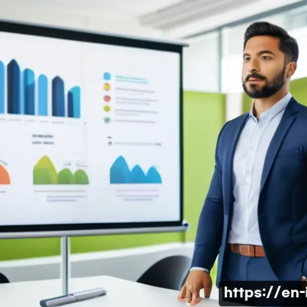 이탈리아어로 프레젠테이션 하기 - A confident young professional delivering a polished business presentation in a modern conference ro...
