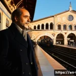 Home 22 이탈리아어 공공장소 안내 방송 - A bustling Italian train station platform during daytime, featuring a warm and inviting atmosphere. ...