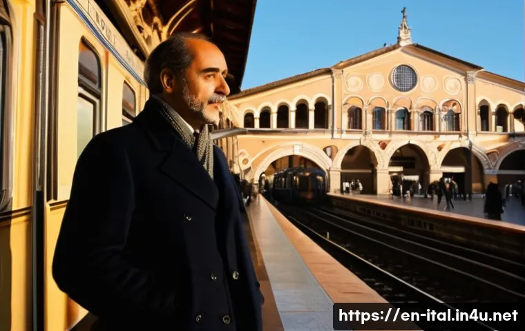 이탈리아어 공공장소 안내 방송 - A bustling Italian train station platform during daytime, featuring a warm and inviting atmosphere. ...